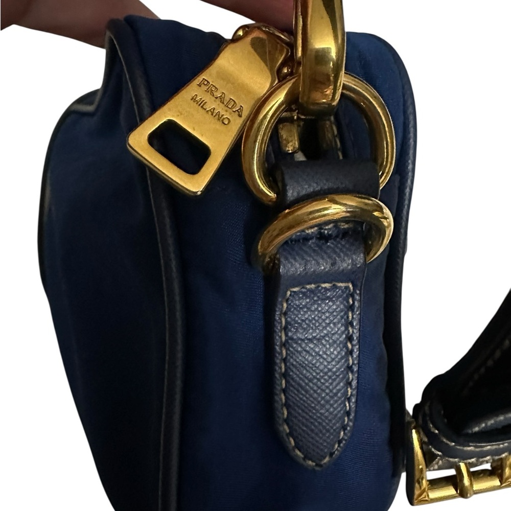 Prada Front Pocket Camera Bag Tessuto Small Dark Blue Authentic GUC - Picture 3 of 15